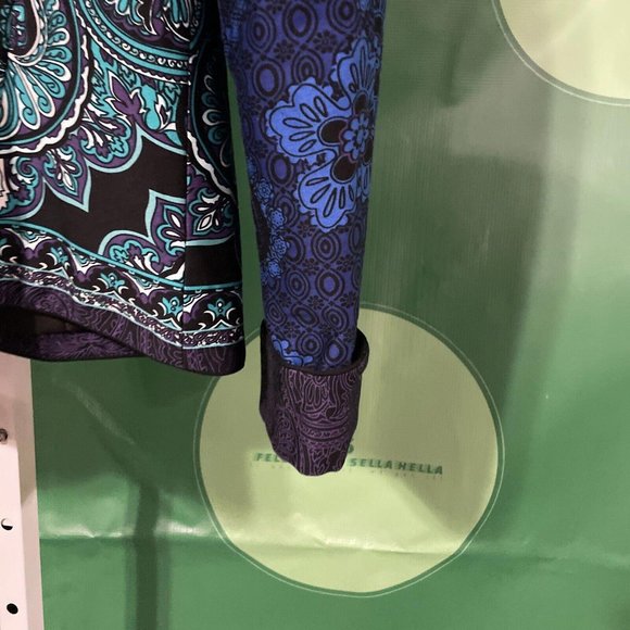 COLDWATER CREEK Women's open front blazer in MULTI BLUES ABSTRACT sz 8 - VGUC - Picture 14 of 15